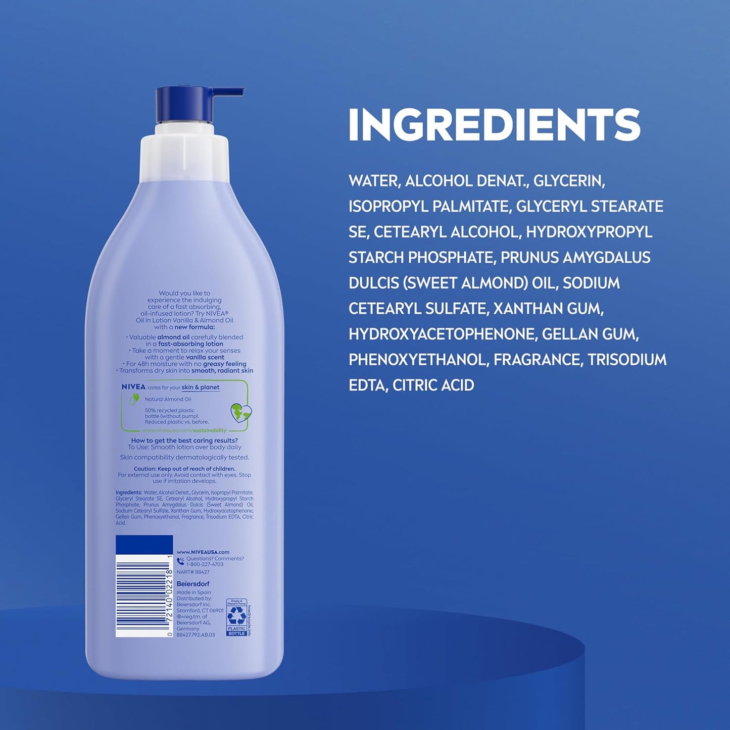 NIVEA_Oil_Infused_Vanilla_and_Almond_Oil_Body_Lotion_for_Women,_Fast-Absorbing_and_Non-Greasy_Vanilla_Scented_Lotion_Moisturizes_for_48_Hours,_16.9_Fl_Oz_Pump_Bottle,_Pack_of_3