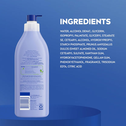 NIVEA_Oil_Infused_Vanilla_and_Almond_Oil_Body_Lotion_for_Women,_Fast-Absorbing_and_Non-Greasy_Vanilla_Scented_Lotion_Moisturizes_for_48_Hours,_16.9_Fl_Oz_Pump_Bottle,_Pack_of_3