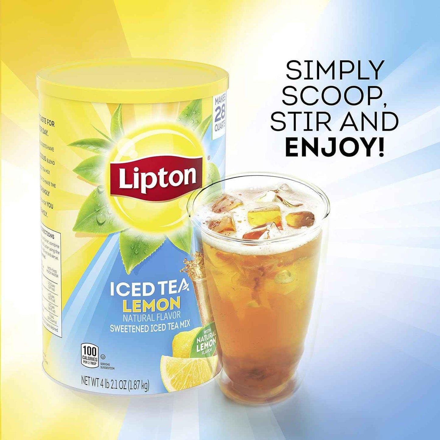 Lipton Lemon Sweetened Iced Tea Mix, Makes 28 Quarts (Pack of 2)