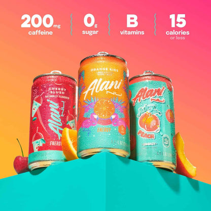 Alani Nu, Low Calorie Energy Drinks, 100mg Caffeine, Biotin, B Vitamins, Zero Sugar, 10 Calories or Less, 8 Fl Oz Cans, 12 Pack