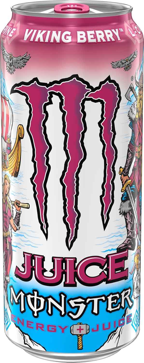 Monster Energy Juice Viking Berry, Energy Drink, 16 Ounce | Energy + Juice, Pack of 15