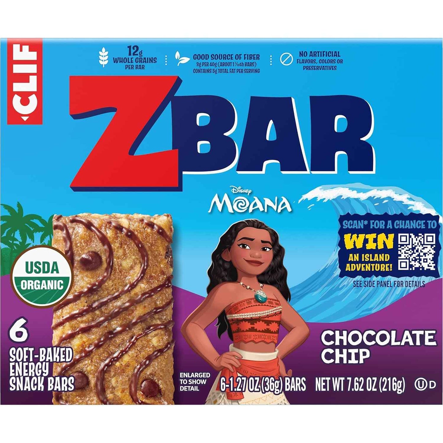 Zbar - Chocolate Chip - Soft-Baked Energy Snack Bars - Non-GMO - 12g Whole Grains - USDA Organic Granola Bars (6 Pack)