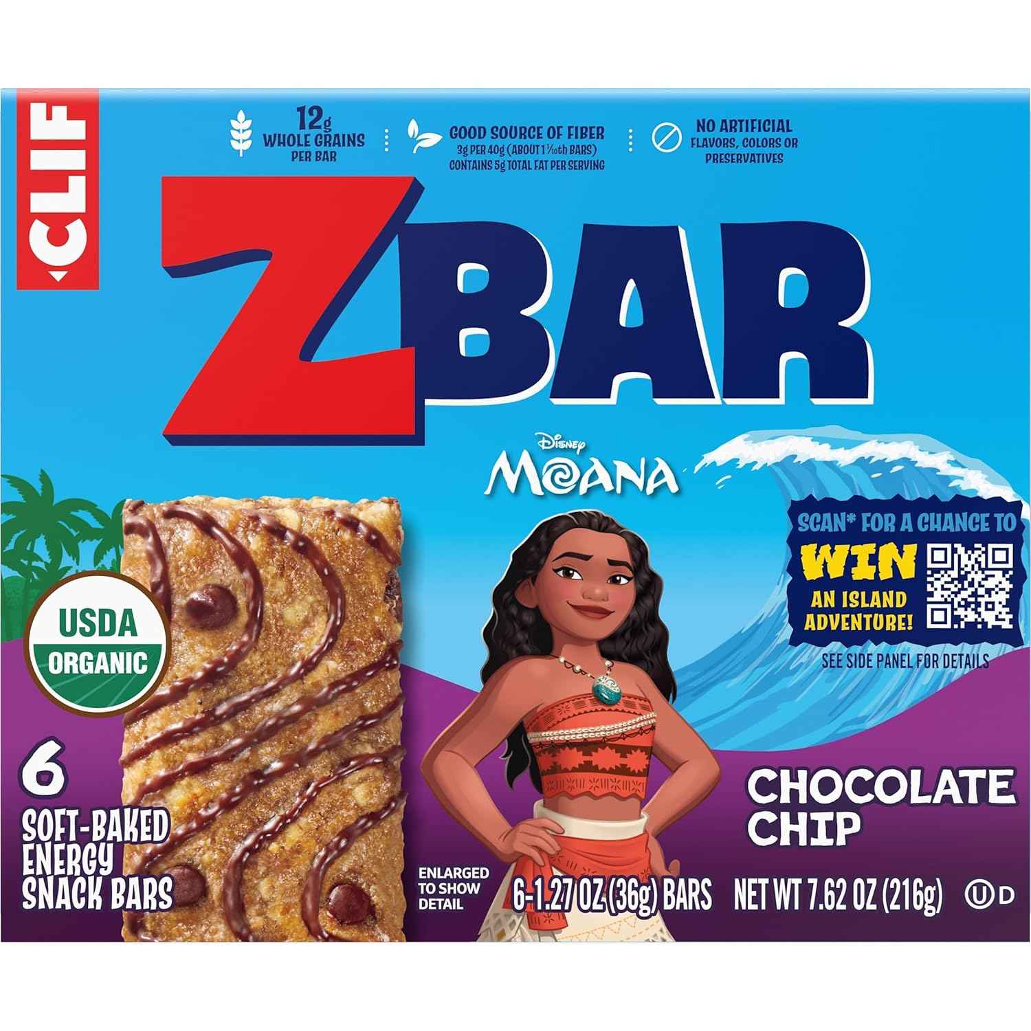 Zbar - Chocolate Chip - Soft-Baked Energy Snack Bars - Non-GMO - 12g Whole Grains - USDA Organic Granola Bars (6 Pack)