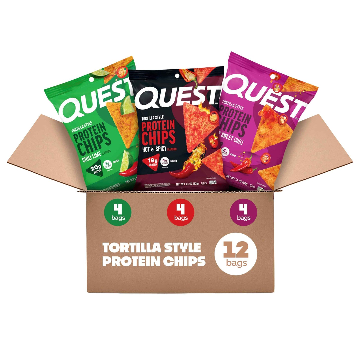 Quest Nutrition Tortilla Style Protein Chips, 20g Protein, 3g Net Carbs, Low Carb, Gluten Free, 1.1 oz