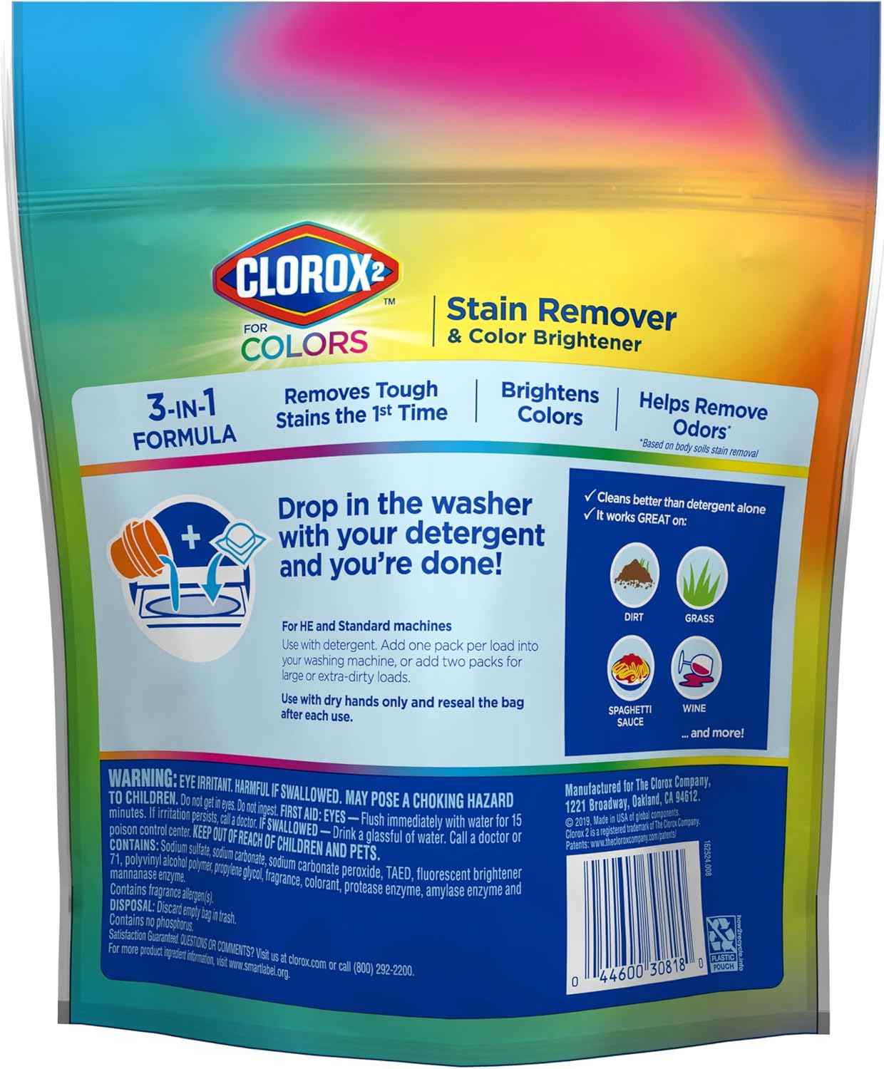 Clorox 2 for Colors - Stain Remover and Color Brightener Packs, 40 Count