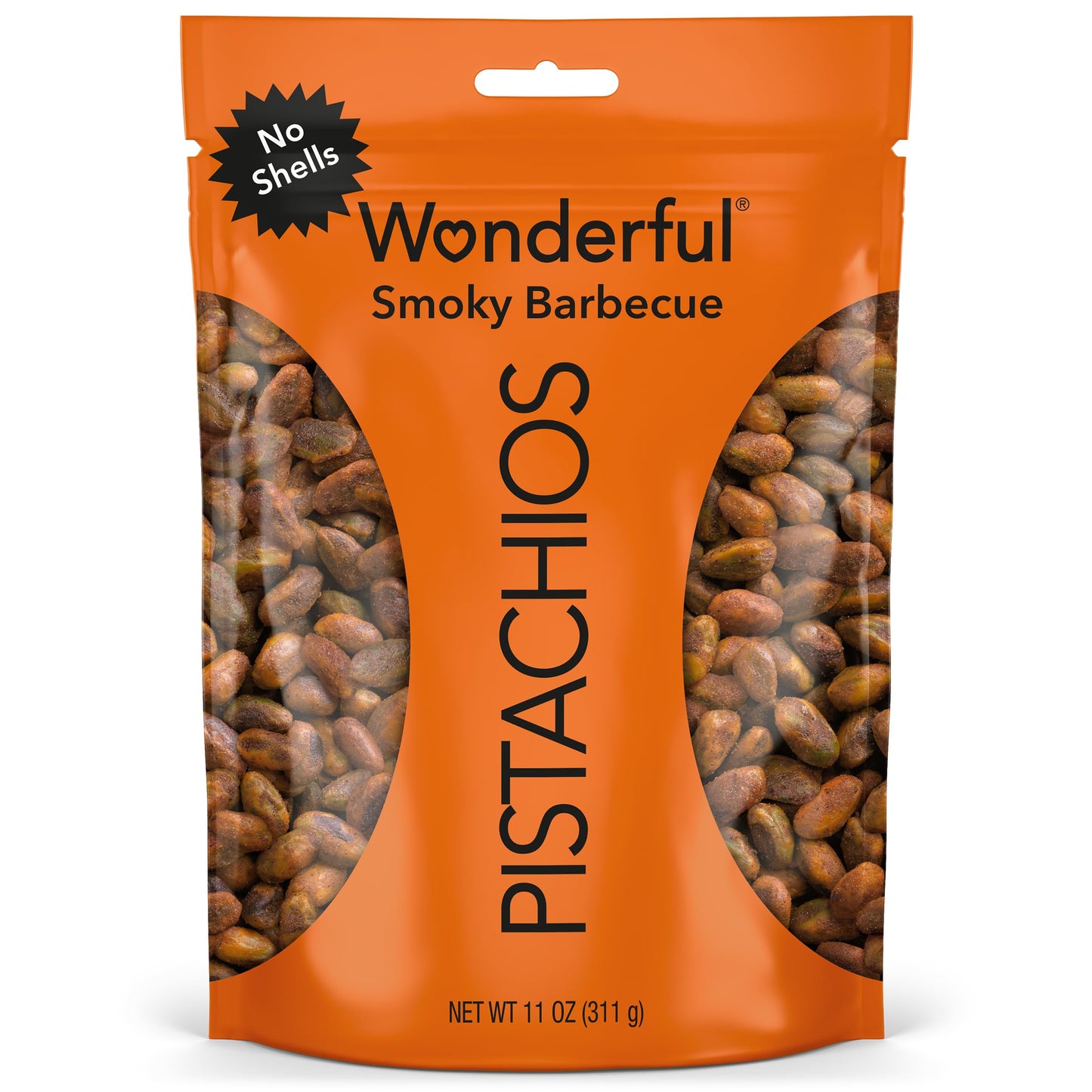Wonderful Pistachios No Shells, Smoky Barbecue Flavored Nuts, 11 Ounce Resealable Bag, Protein Snacks, Gluten Free, Healthy Food