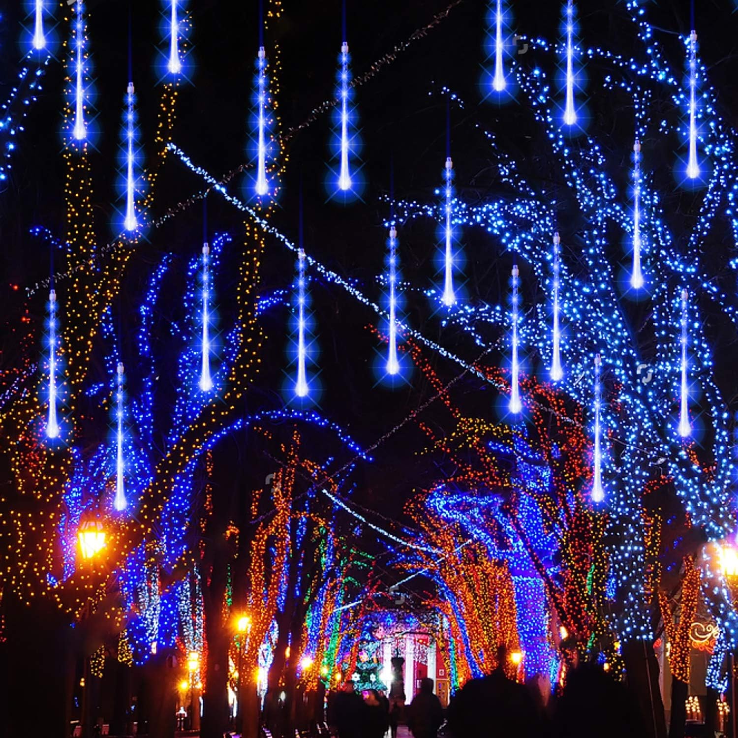 FUNPENY_Meteor_Shower_Rain_Lights,_288/864_LED_Christmas_Lights_Icicle_Snow_Falling_Halloween_Light_Outdoor_Raindrop_Light,_30cm_8_Tubes_Xmas_Tree_Holiday_Christmas_Halloween_Decoration,_Blue