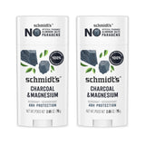 Schmidt's Aluminum-Free Vegan Deodorant Charcoal & Magnesium with 48 Hour Odor Protection, 2 Count for Women and Men, Natural Ingredients, Cruelty-Free, 2.65 oz, Pack of 2 Body Care Fragrance Gentle Scent Comfort Aroma Cleanser