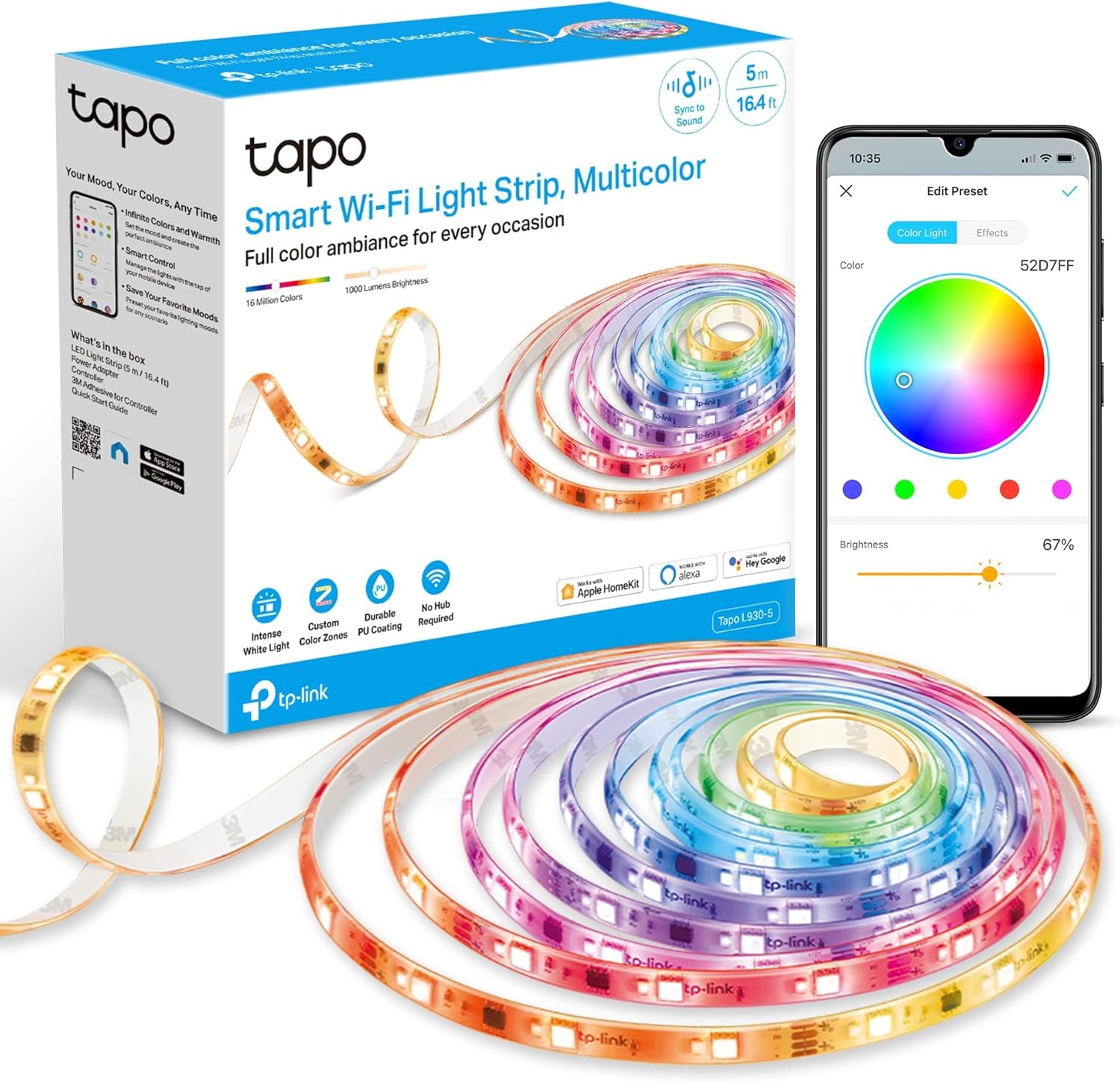 Tapo_TP-Link_RGBWIC_Smart_LED_Light_Strip_16.4Ft,_1000_Lumens,_16M_Dimmable_Colors,_50_Color_Zones,_Works_w/Apple_HomeKit/Alexa/Google_Home,_Sync-to-Sound,_IP44_PU_Coating,_Trimmable_L930-5