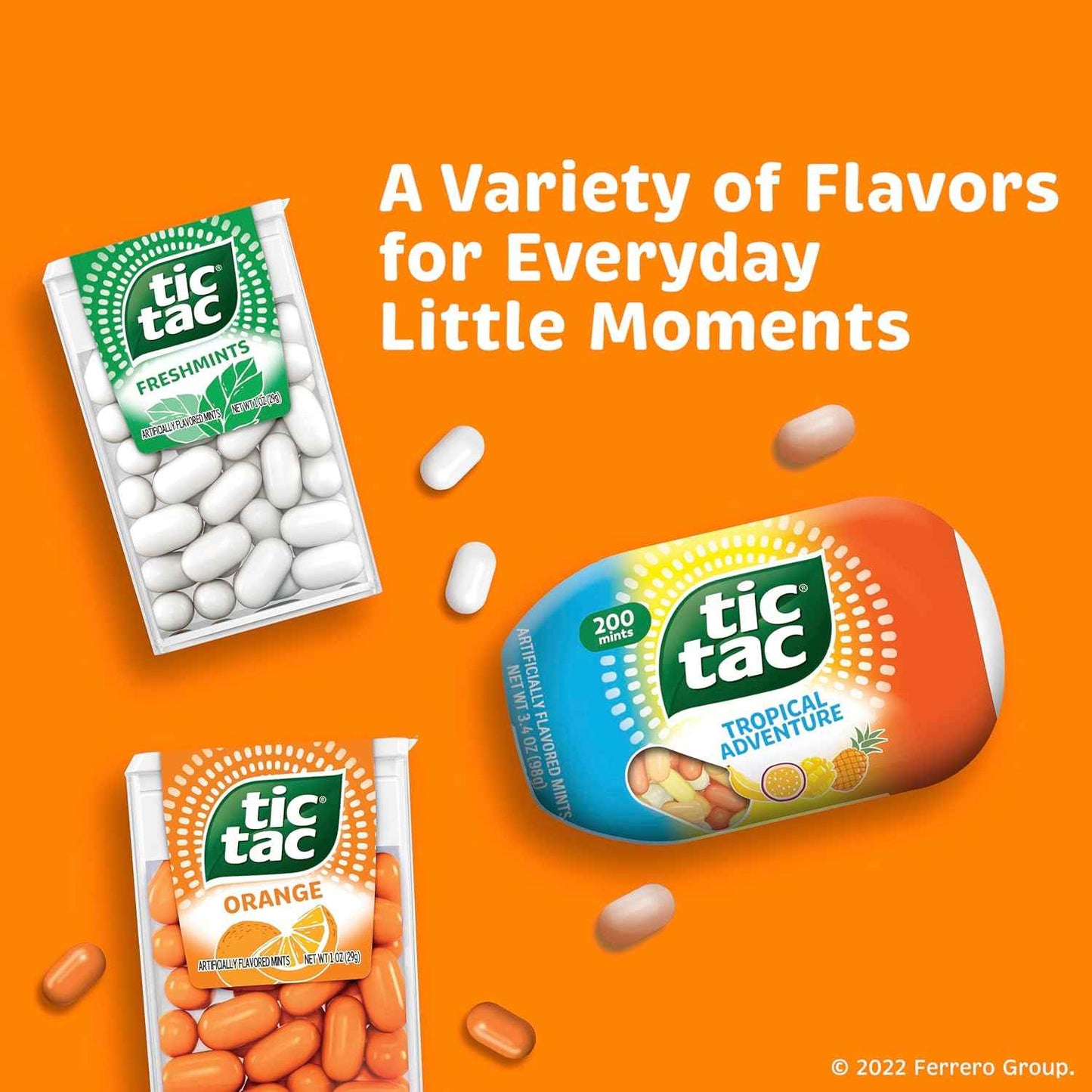 Tic Tac Orange, On-the-Go Pocket-Sized Mints, 200 pieces, 4 Bottle Packs, 3.4 oz Each