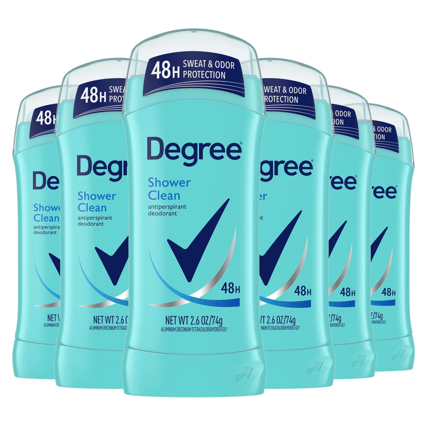 Degree Original Antiperspirant Deodorant Shower Clean Pack of 6 48-Hour Sweat &amp;amp; Odor Protection Antiperspirant for Women 2.6 oz