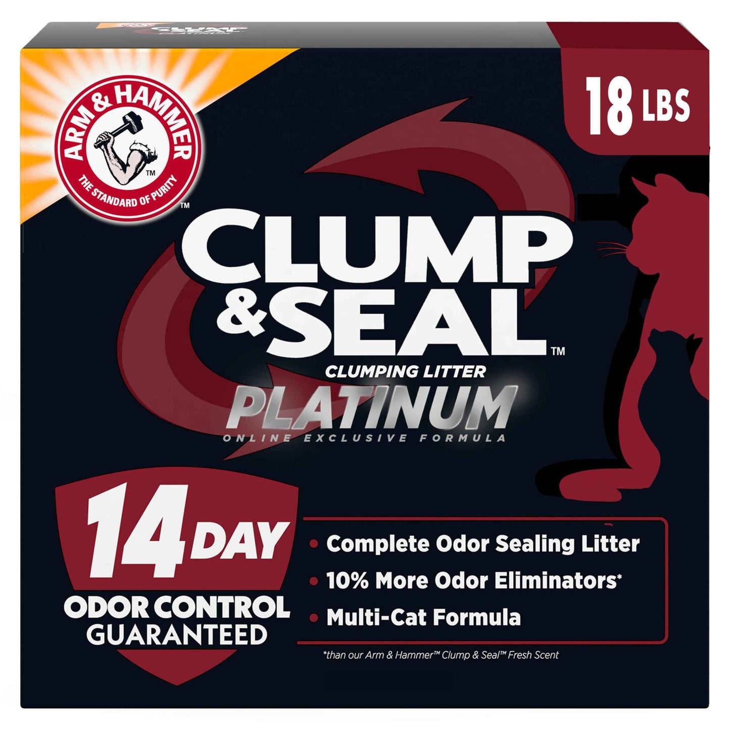 ARM & HAMMER Clump & Sea, Easy Clean Technology with No Scrubbing, 14-Day Odor Control