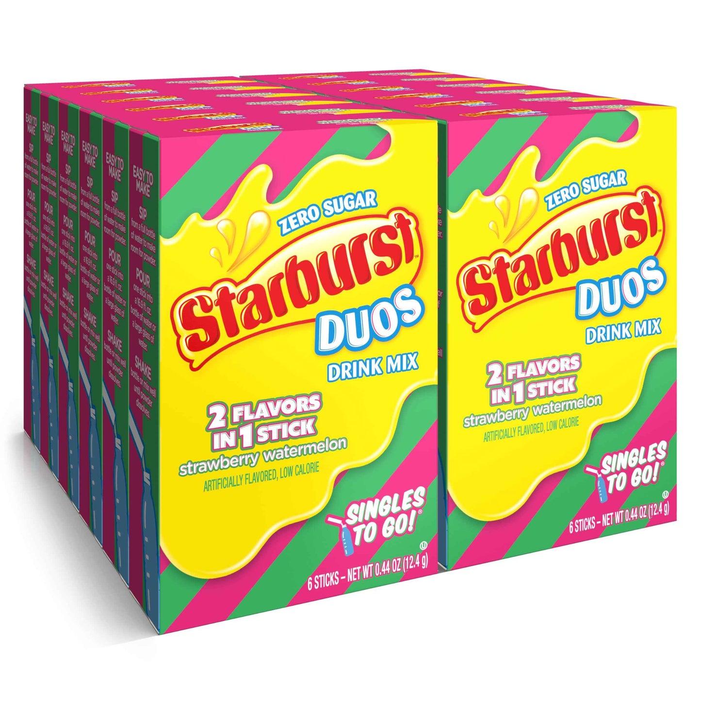 Starburst Singles To Go Powdered Drink Mix & Just Add Water -12 Boxes with 6 Packets Each 72 Total Servings (Sugar Free), 7.08 Oz