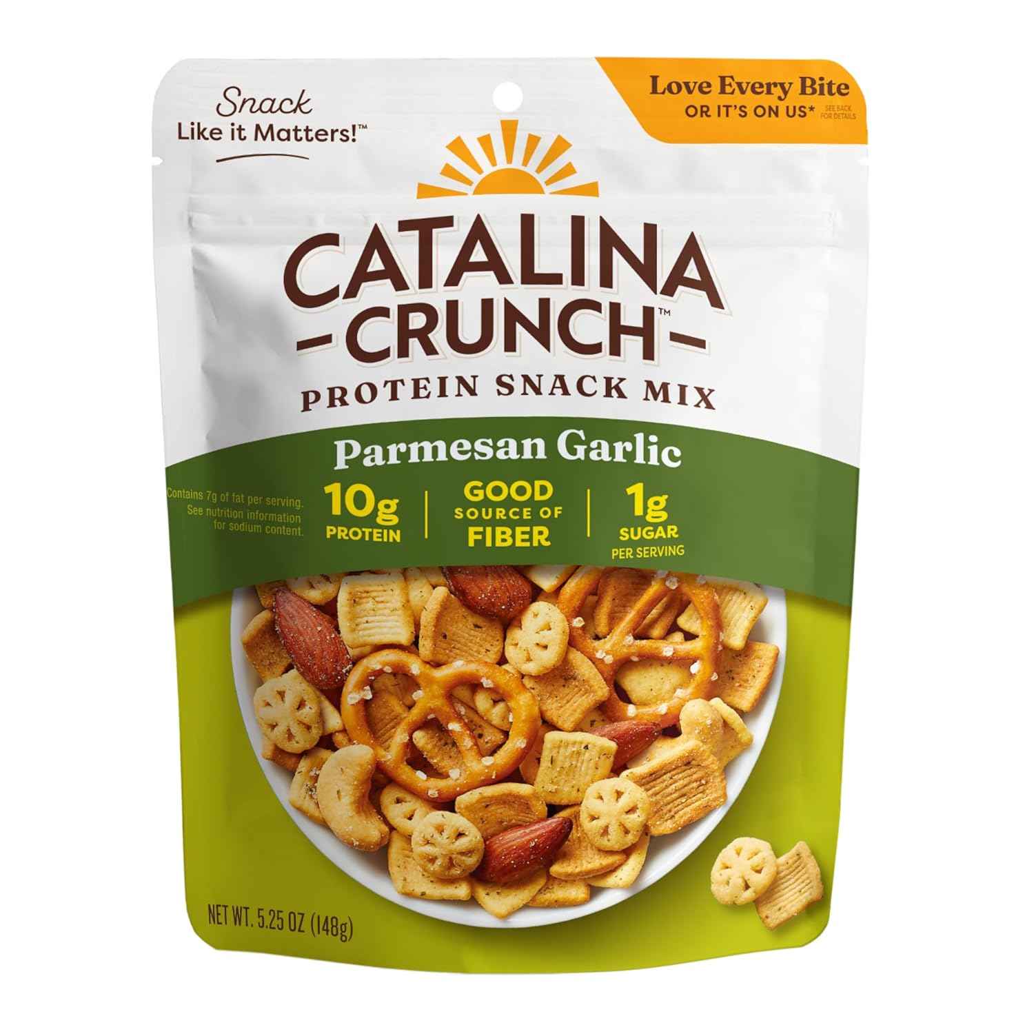 Catalina Crunch Protein Snack Mix - 10g Protein, 1g Sugar per Serving - Good Source of Fiber, Gluten Free - Parmesan Garlic, 5.25 Ounce Bag (Pack of 1)