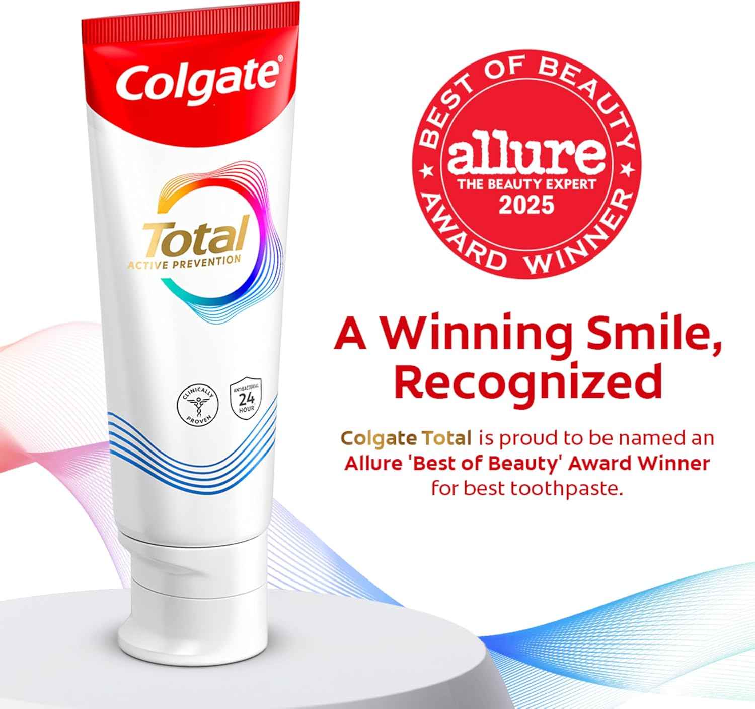 Colgate Total Whitening Toothpaste Paste, Fluoride Antibacterial for Plaque, Gingivitis, Sensitivity, Stain Removal, Clinically Proven, Mint