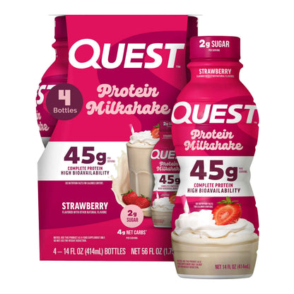 Quest Nutrition Protein Shake, 45g Protein, 2g Sugar, 4g Net Carbs, Ready to Drink, Gluten Free
