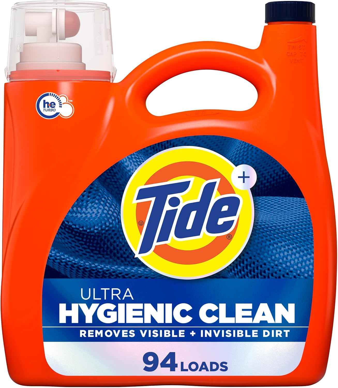 Tide Ultra Hygienic Clean Liquid Laundry Detergent, Original Scent, 132 fl oz, 94 Loads, Removes visible and invisible dirt, Laundry Detergent Liquid