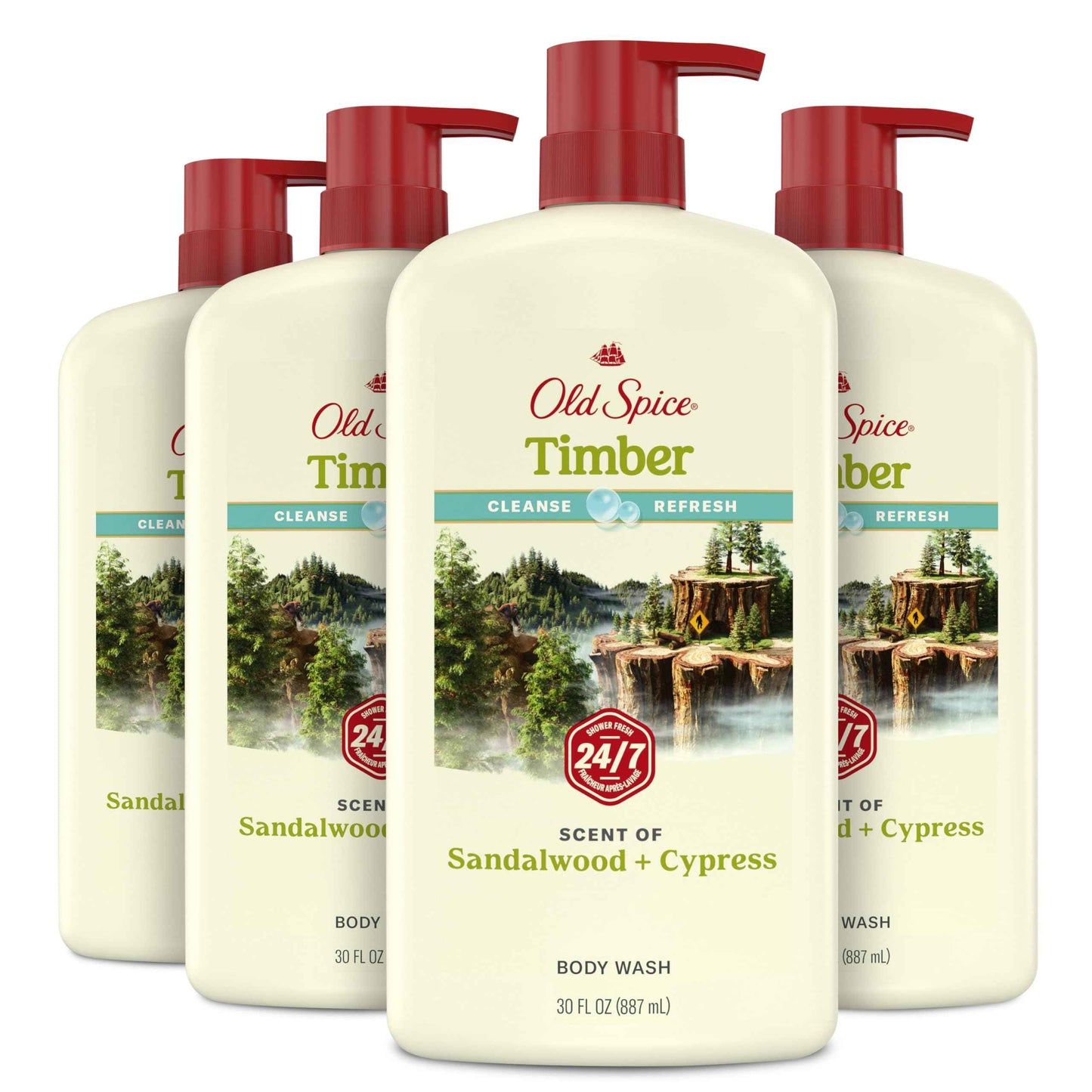Old Spice Body Wash for Men, 24/7 Shower Fresh with Lasting Scent, Cleanse & Refresh, Gentle on Skin, Vitamin B3