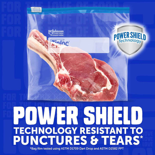 Ziploc Quart Food Storage Freezer Slider Bags, Power Shield Technology for More Durability