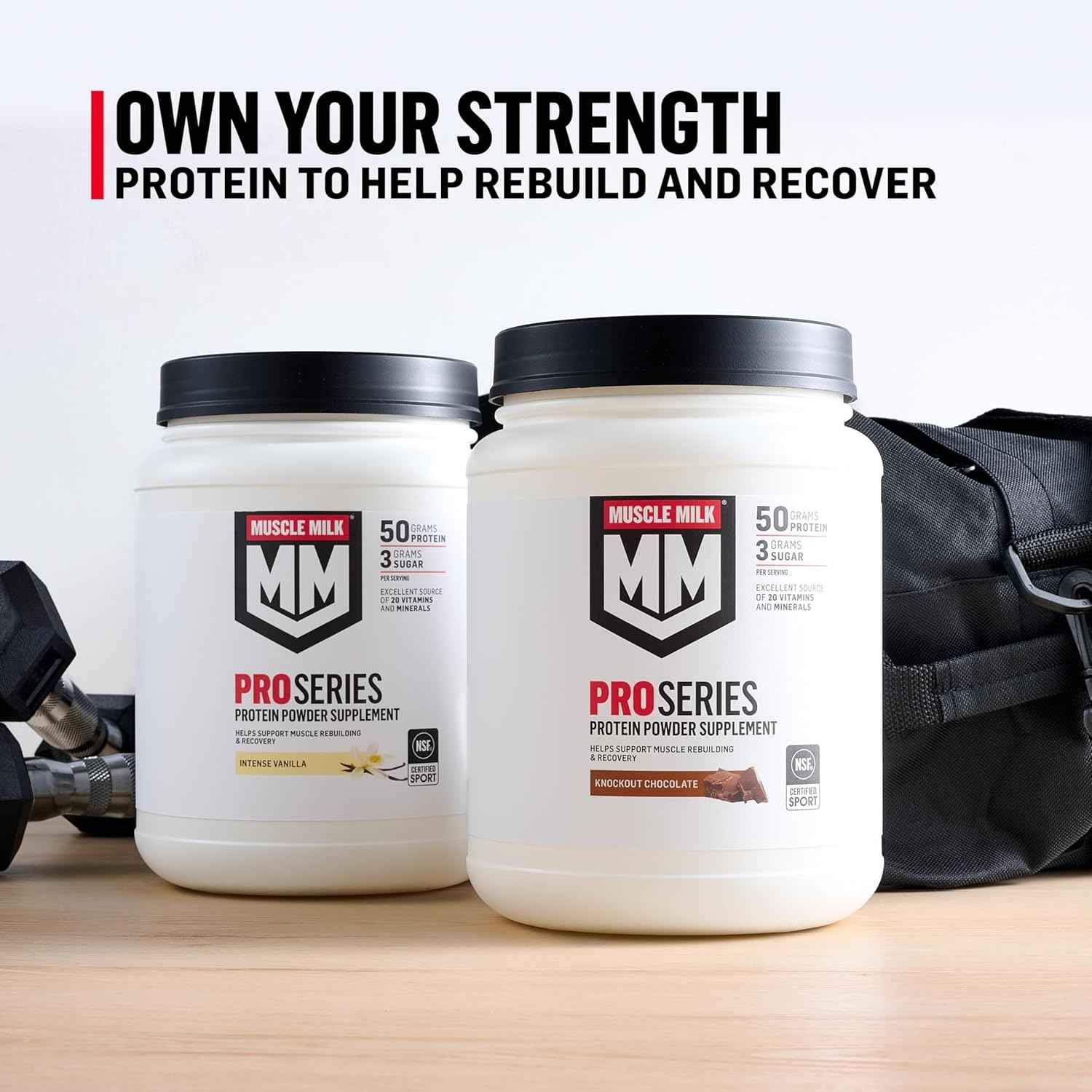 Muscle Milk Pro Series Protein Powder Supplement, 50g Protein, 3g Sugar, 20 Vitamins & Minerals, NSF Certified for Sport, Workout Recovery