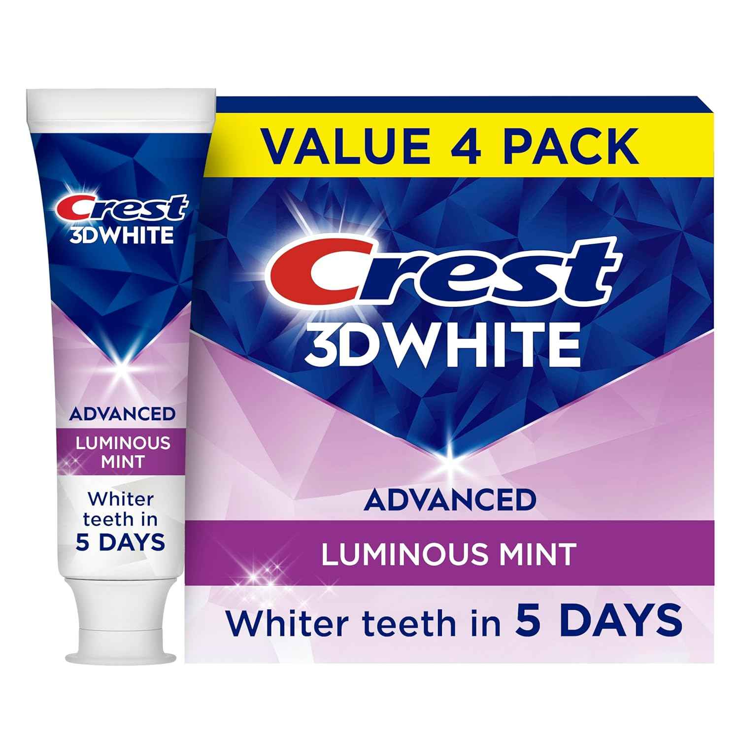 Crest 3D White Advanced, Teeth Whitening Toothpaste for Adults, Cavity Protection Fluoride Toothpaste, Strengthens Enamel, Travel Size Toiletries
