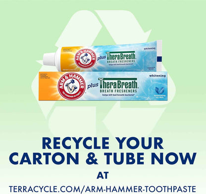 ARM & Hammer Toothpaste Plus TheraBreath Breath Fresheners, ICY Mint Flavor, Teeth Whitening Toothpaste, Anticavity Fluoride for Bad Breath, 5.5 Oz