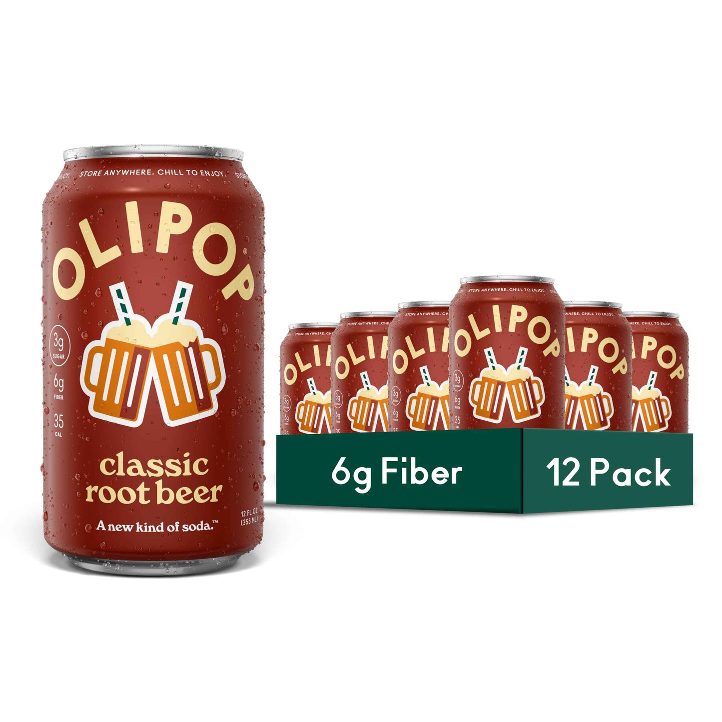 OLIPOP Prebiotic Soda Pop, Pantry Pack Packed with Prebiotics, Fiber, and Botanicals, Gluten Free, GMO Free, 12oz