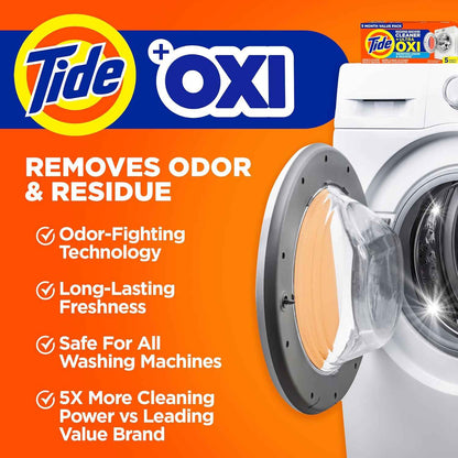 Washing Machine Cleaner by Tide, Washer Machine Cleaner with Oxi for Front and Top Loader Washer Machines, Deep Cleaning Residue & Odor Eliminator, 7 Month Supply