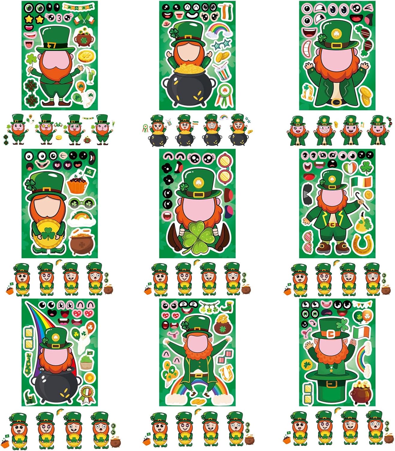 27_Sheets_St._Patrick's_Day_Stickers_for_Kids_Toddlers_Make_a_Face_Stickers_Saint_Patrick_Irish_Stickers_Make_Your_Own_Stickers_St_Patricks_Day_Craft_Party_Favor_Decorations