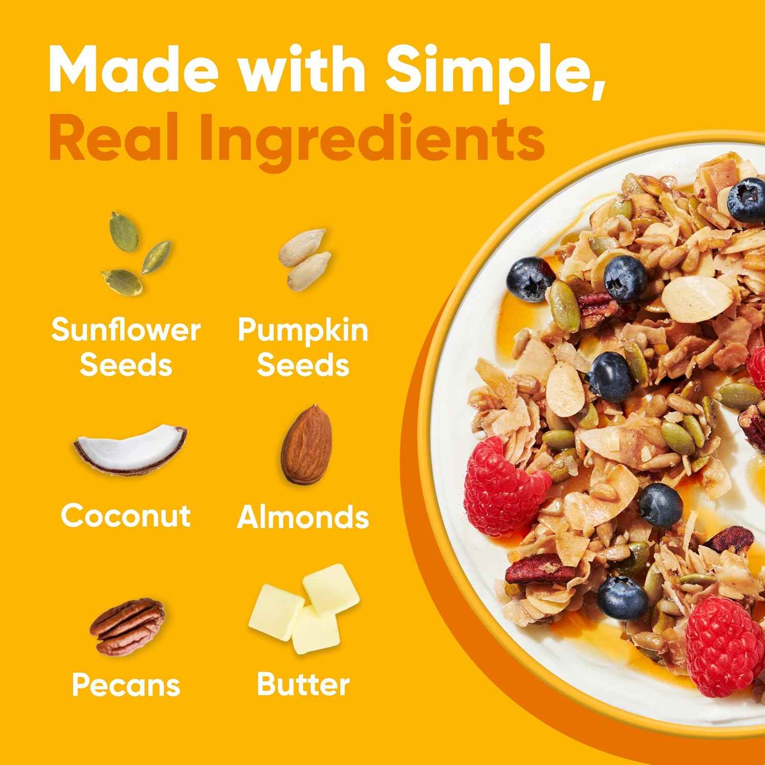 NuTrail Nut Granola Cereal, Honey Nut, No Sugar Added, Keto, Low Carb, Gluten Free, Grain Free, Healthy Breakfast 8 oz.