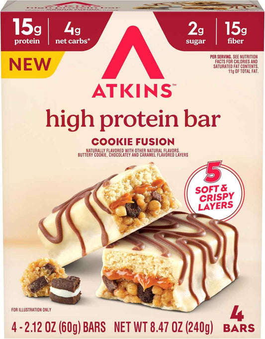 Atkins High Protein Bars, 15g of Protein, 4g Net Carbs, Keto Protein Bars, Low Sugar