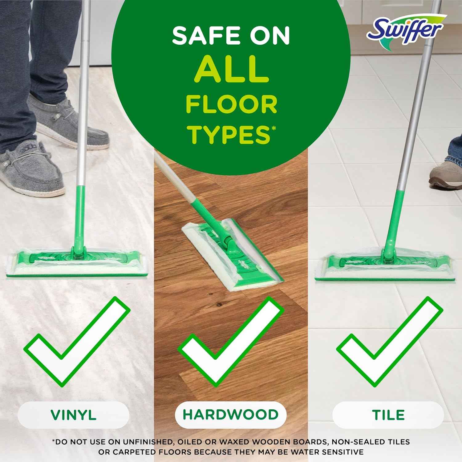 Swiffer Sweep + Mop, Wet Pads Refill, Floor Cleaner for Dirt, Dust, Hair, Cleaning Cloths for Mopping Home, Bathroom, Kitchen, All Purpose Multi-Surface Floor Wipes, Lavender, 24ct