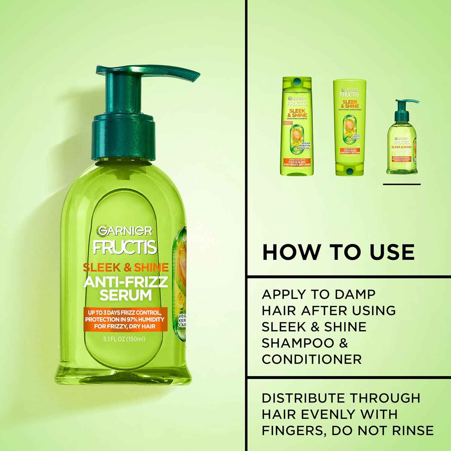Garnier Fructis Sleek & Shine Anti-Frizz Serum for Frizzy, Dry Hair