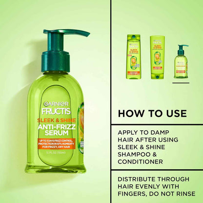 Garnier Fructis Sleek & Shine Anti-Frizz Serum for Frizzy, Dry Hair