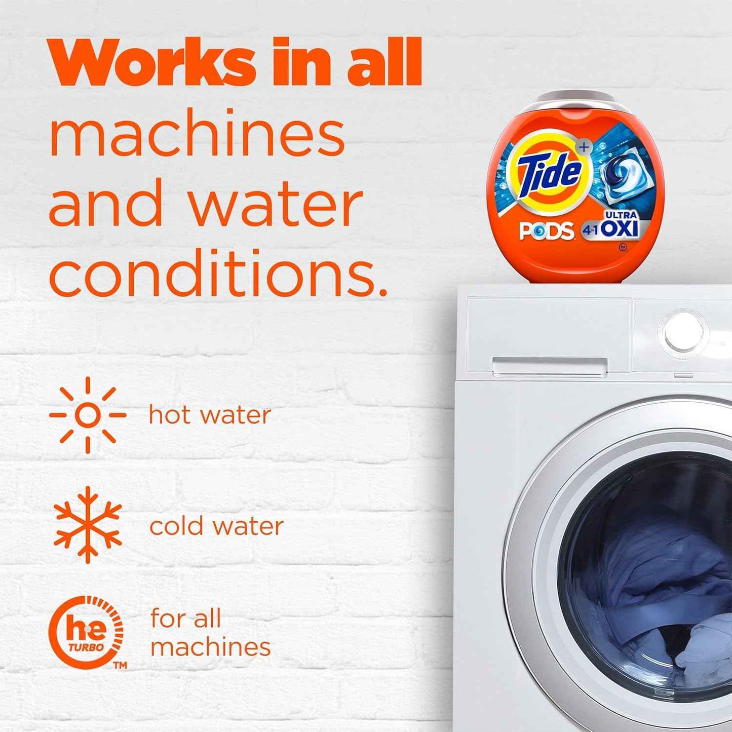 Tide 4-N-1 Ultra Oxi Pods Laundry Detergent Pacs, 32 Count, He Compatible, Built in Pre-Treater for Stains
