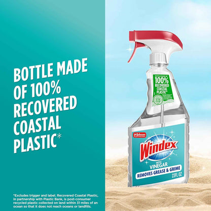 Windex Vinegar Glass and Surface Cleaner Spray Bottle, Packaging Designed to Prevent Leakage and Breaking, Surface Cleaning Spray