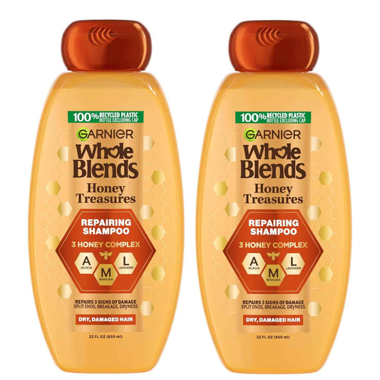 Garnier Whole Blends Honey Treasures Repairing Shampoo, for Dry, Damaged Hair