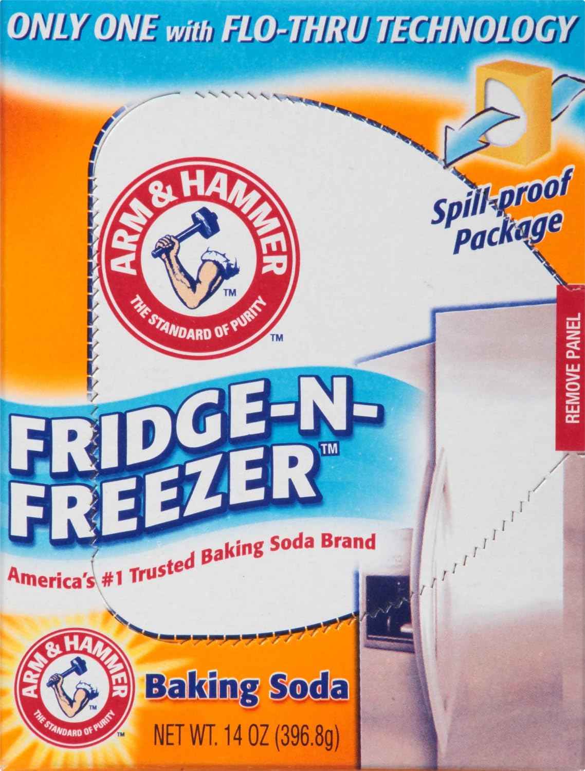 Arm & Hammer Baking Soda Fridge-n-Freezer Odor Absorber, Orange 14 oz