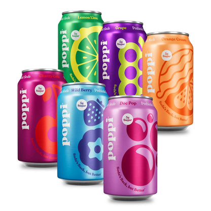 Poppi Sparkling Prebiotic Soda Beverage with Apple Cider Vinegar, Seltzer Water and Fruit Juice, 12 Fl Oz, Pack of 12, Packaging May Vary