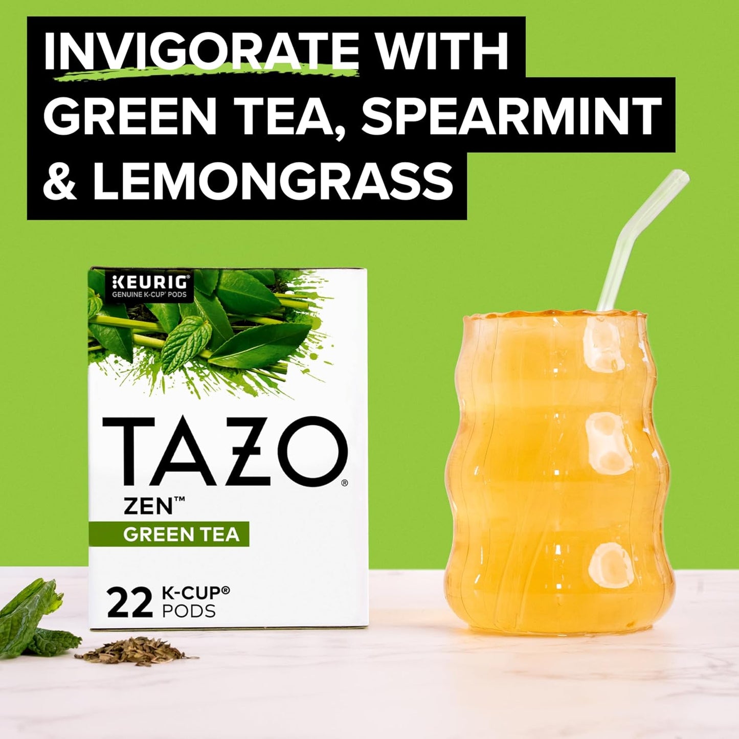 TAZO_Organic_Zen_Green_Tea_K-Cups,_Caffeine_Free_Tea_with_Refreshing_Lemongrass_&_Spearmint,_22_Pods