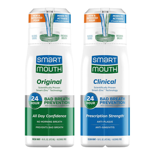 SmartMouth_Original_&_Clinical_Zinc_Activated_Mouthwash_Bundle_-_All-Day_Bad_Breath_Prevention_&_Healthy_Gum_Support_-_Instant_Fresh_Breath_-_Sugar,_Gluten_&_Alcohol-Free_-_Mint_-_16_fl_oz_Each