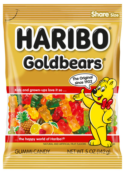 HARIBO Goldbears, Gummi Candy, 5 oz Bags (12 Packs) Assorted Flavors