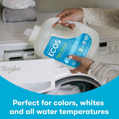 ECOS Laundry Detergent Liquid, 200 Loads - Dermatologist Tested Laundry Soap - Hypoallergenic, EPA Safer Choice Certified, Plant-Powered