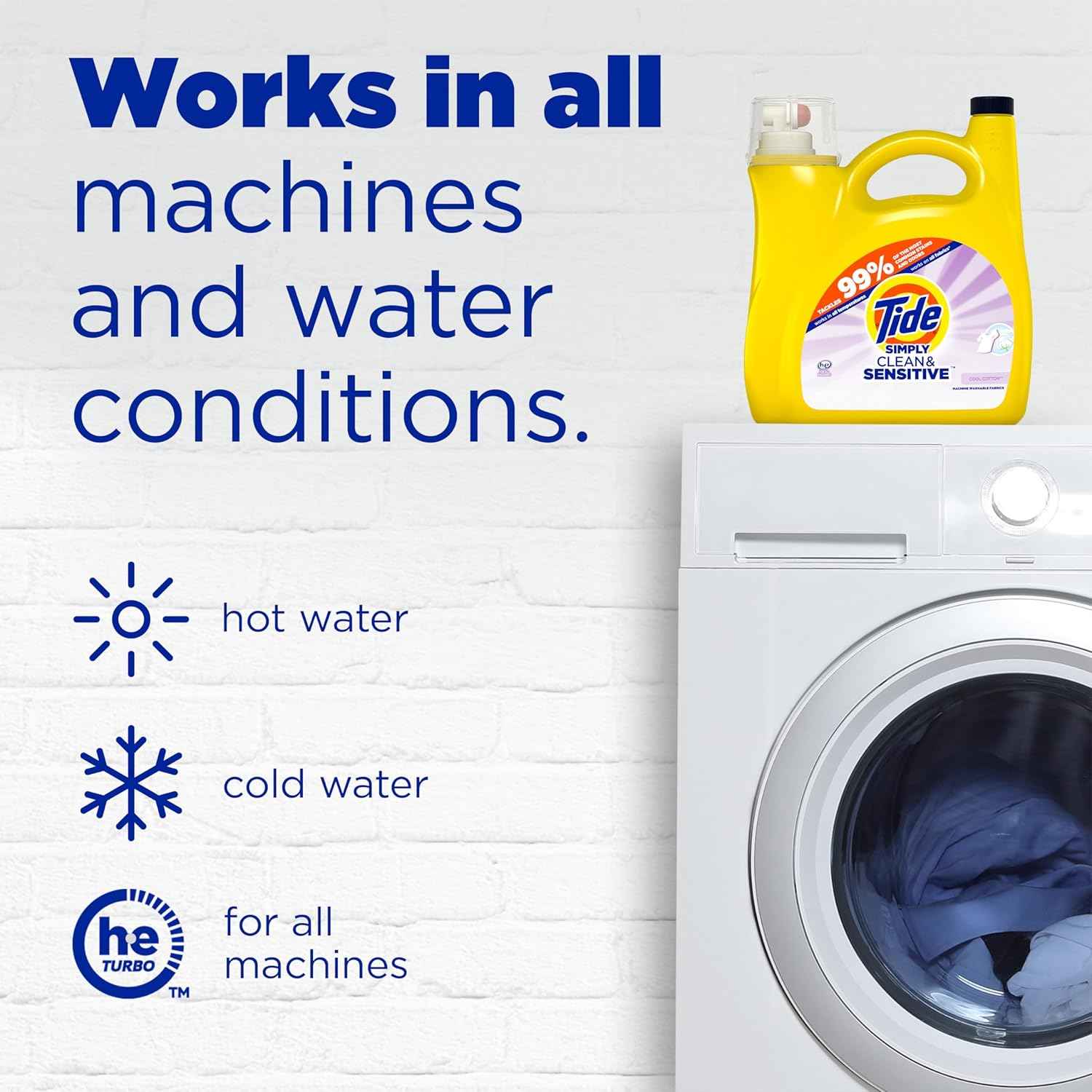 Tide Simply Clean & Sensitive Liquid Laundry Detergent, Cool Cotton Scent, 89 Loads, 117 fl oz