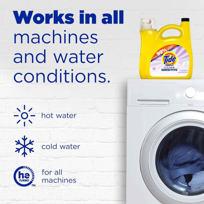 Tide Simply Clean & Sensitive Liquid Laundry Detergent, Cool Cotton Scent, 89 Loads, 117 fl oz