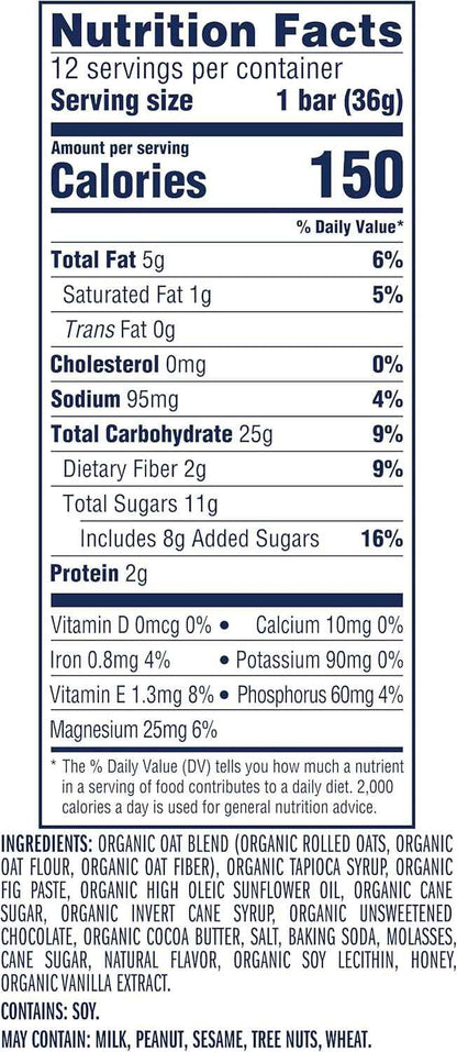 Zbar - Chocolate Chip - Soft-Baked Energy Snack Bars - Non-GMO - 12g Whole Grains - USDA Organic Granola Bars - Snacks for Kids (12 Pack)