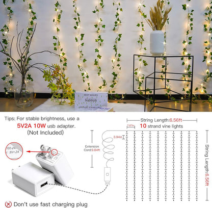 suddus_Vines_with_Light_for_Bedroom,_200_LED_Fairy_Lights_with_Vines,_Ivy_Curtain_Lights_for_Dorm,_Wedding,_Party,_Wall,_Indoor,_Outdoor_Decor,_6.5ft_x_6.5ft
