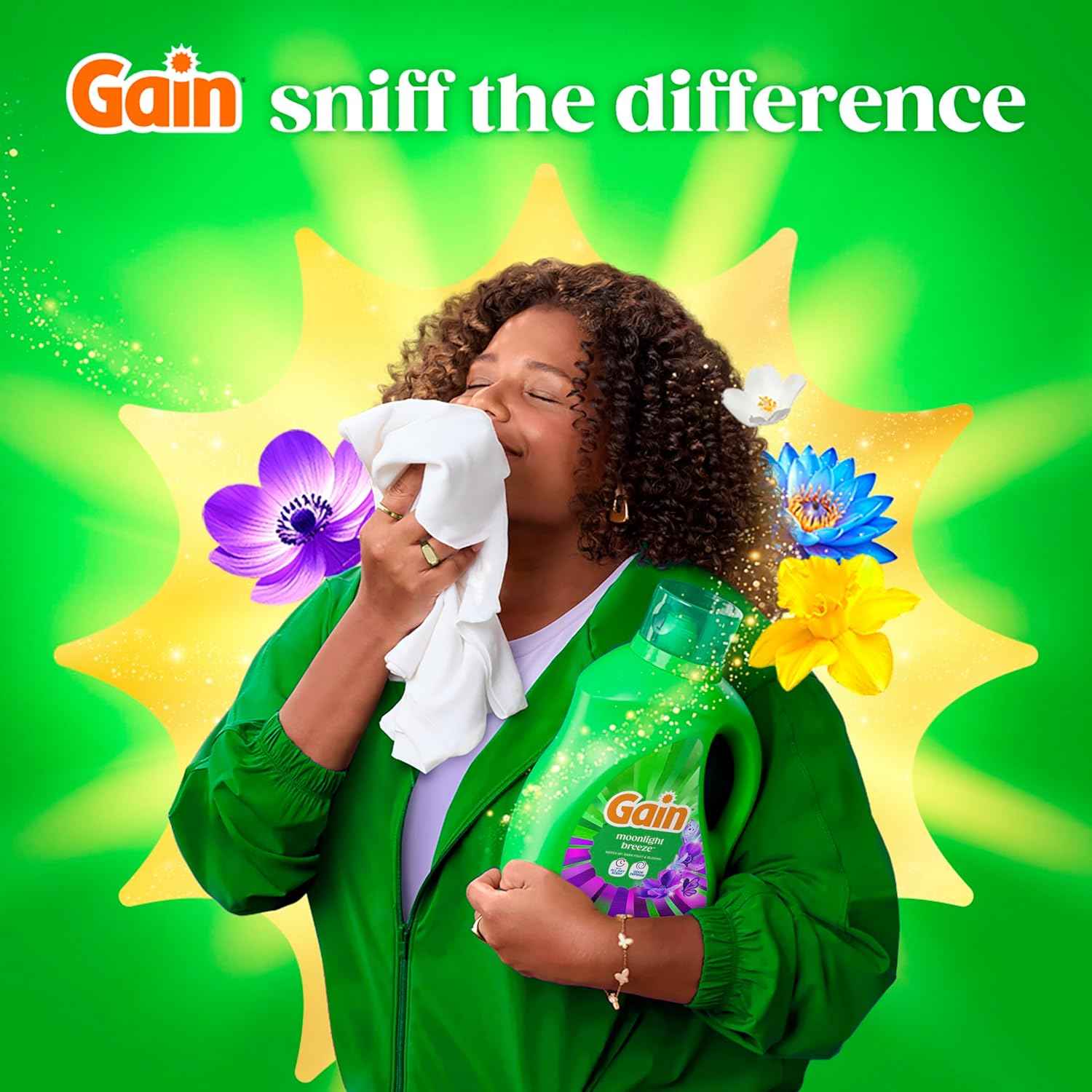 Gain Liquid Laundry Detergent with Odor Defense, Moonlight Breeze Scent, Laundry Soap For HE Washing Machines