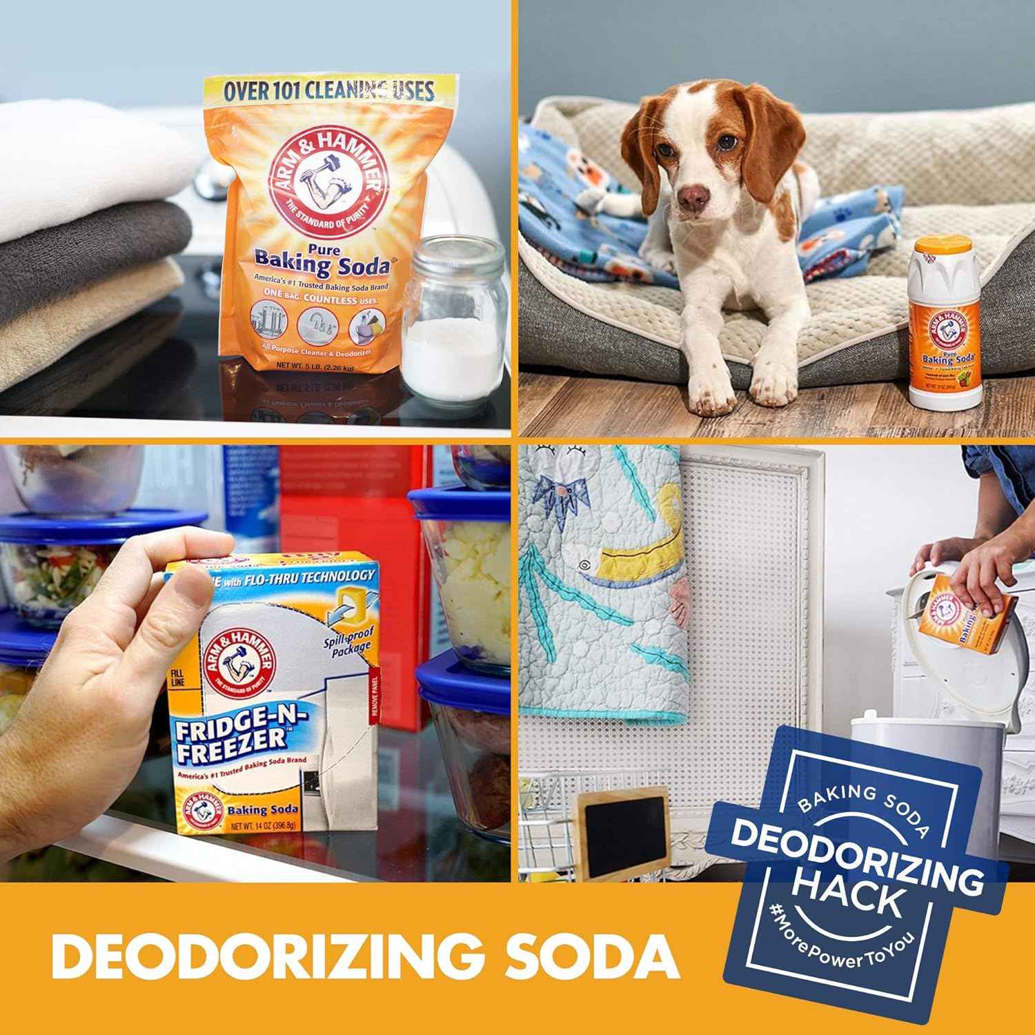 Arm & Hammer Baking Soda Fridge-n-Freezer Odor Absorber, Orange 14 oz