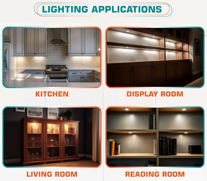 Single_LED_Puck_Light_for_Under_Obove_Cabinet_Counter_Bar_Shelf_Back_Lighting,_120V_Electric_Direct_Wall_Plug_in,_Handy_On_Off_Switch,_Black_Cables,_2_Packs,_Warm_White/Daylight